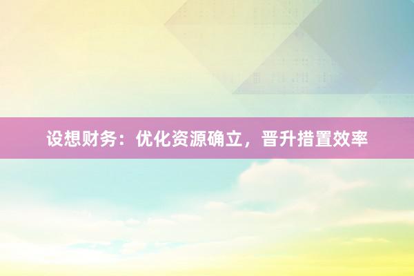 设想财务：优化资源确立，晋升措置效率