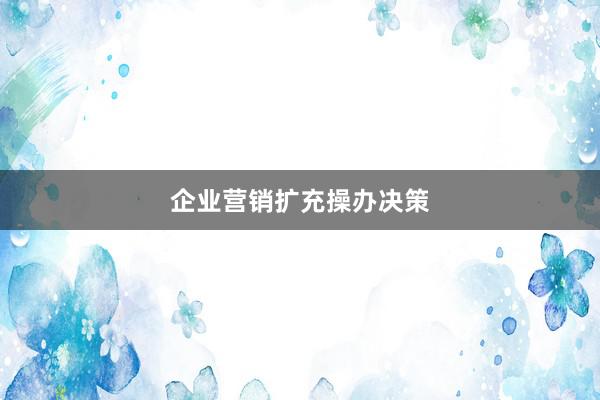 企业营销扩充操办决策